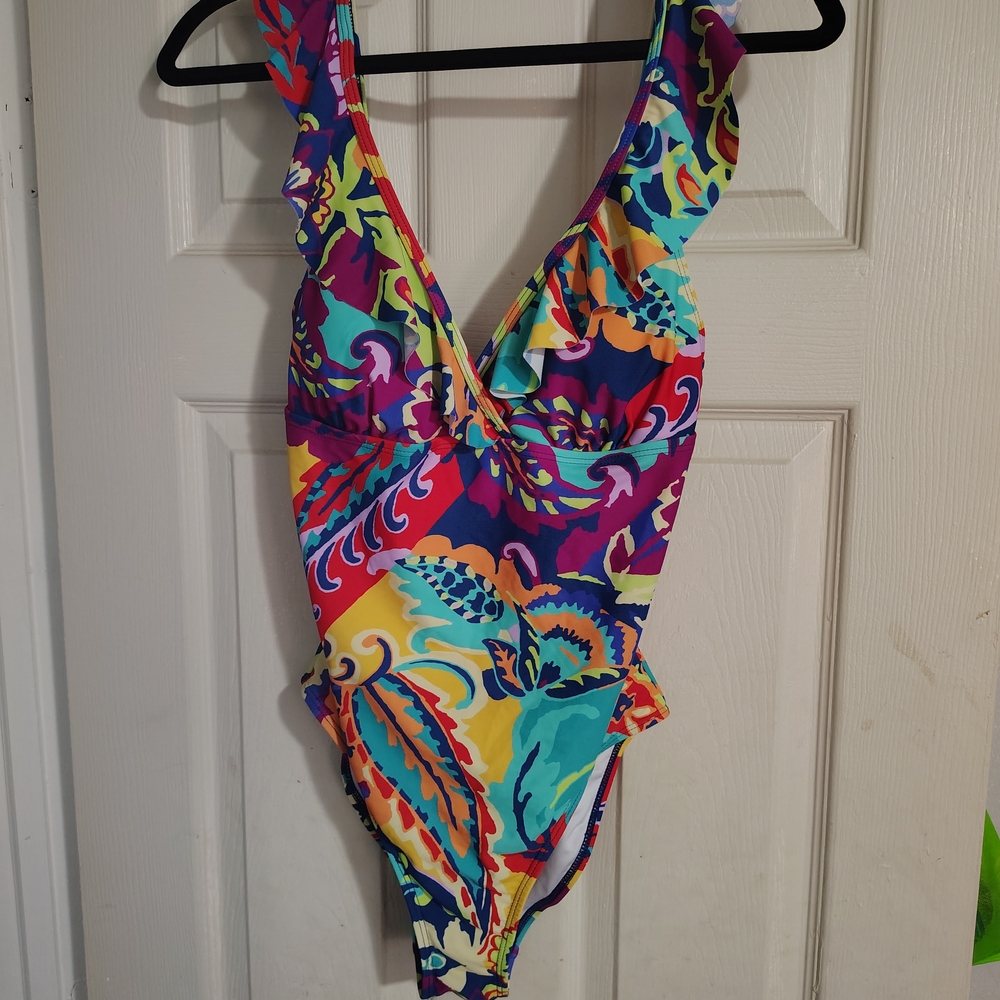Tahari Multicolor Swimsuit with Adjustable Straps